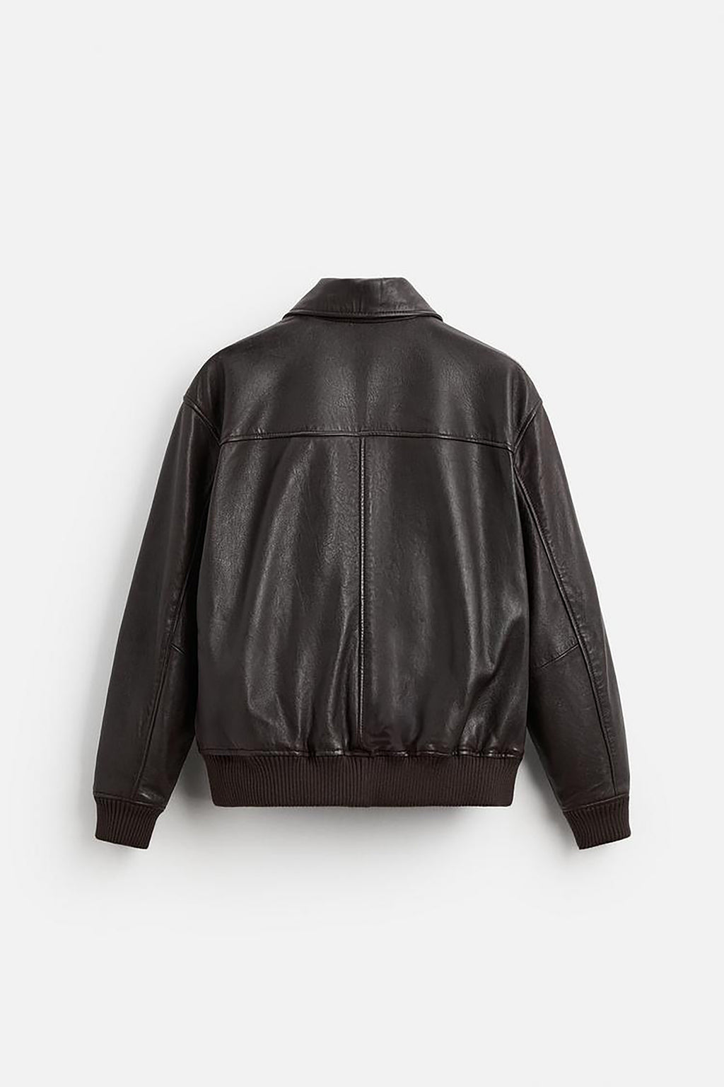 Men's Leather Bomber Jacket With Pockets
