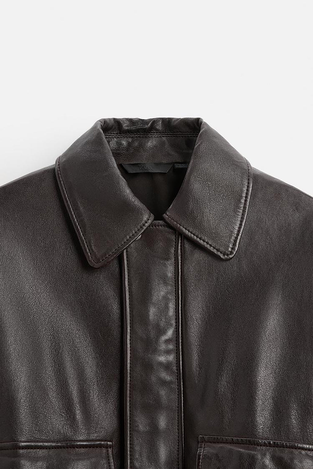 Men's Leather Bomber Jacket With Pockets