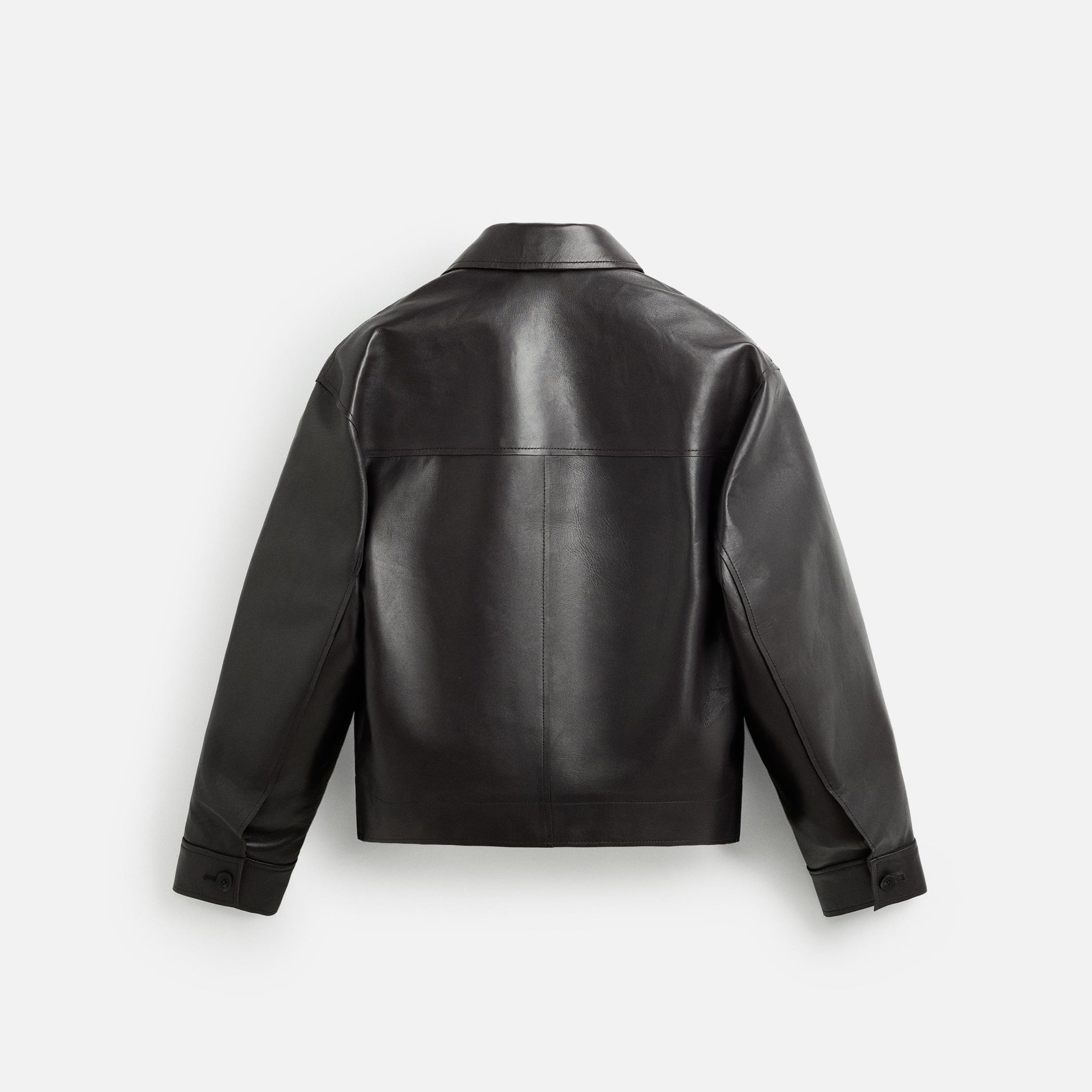 Men's Brown Cropped Fit Leather Jacket with Pockets