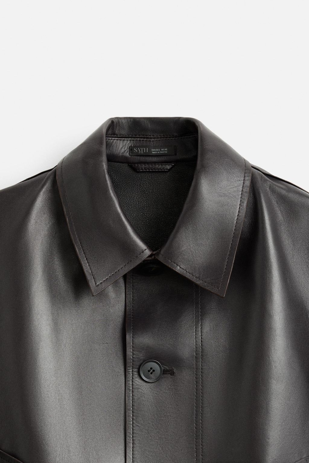 Men's Brown Cropped Fit Leather Jacket with Pockets