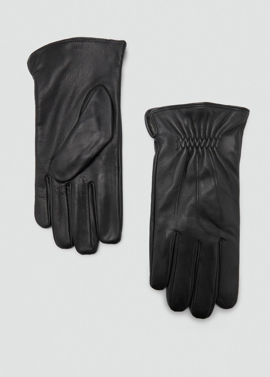 Men's 100% Leather Gloves with Ruffled Detail