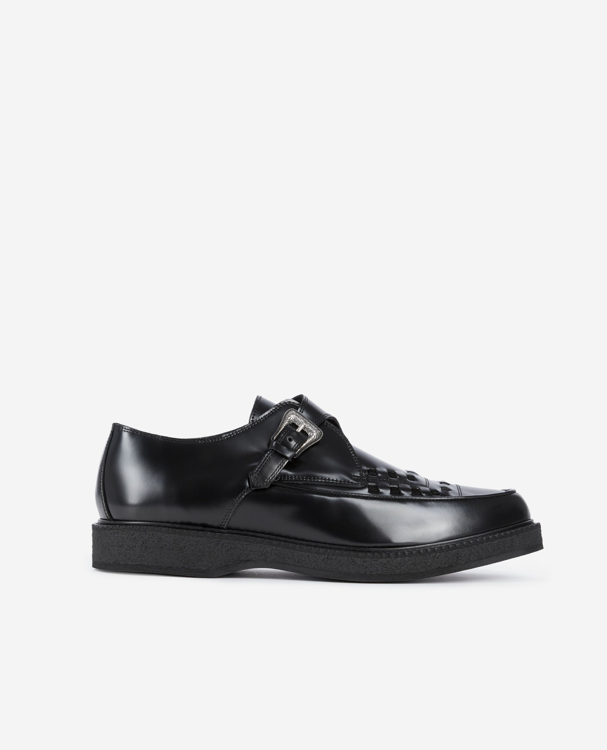 Black Leather Shoes with Buckle