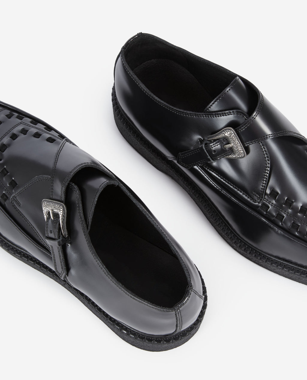 Black Leather Shoes with Buckle
