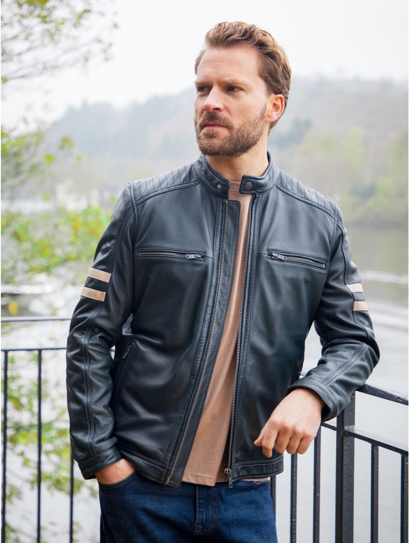 Charlie II Leather Racer Jacket
