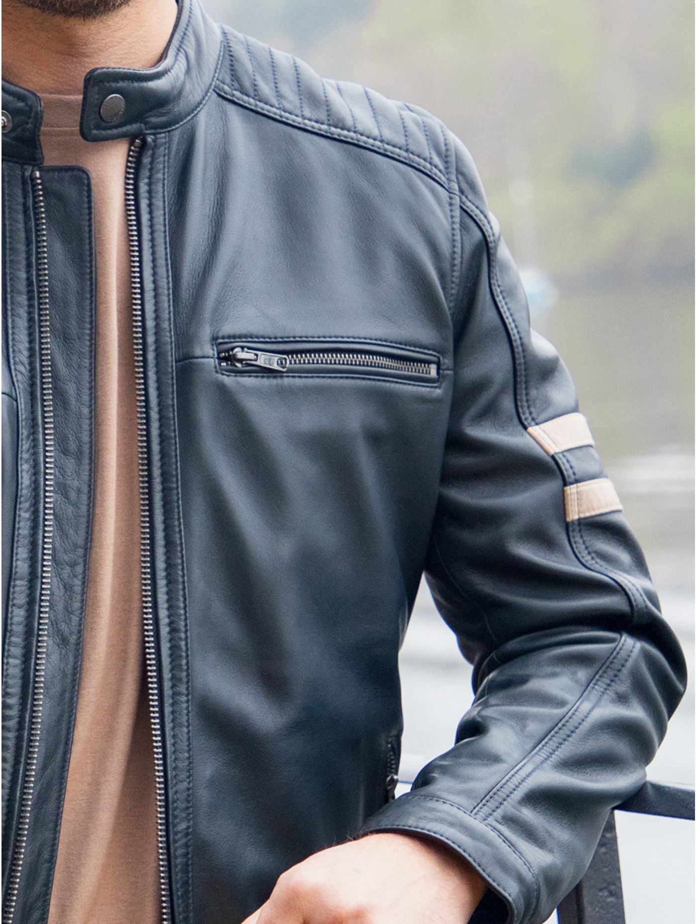 Charlie II Leather Racer Jacket