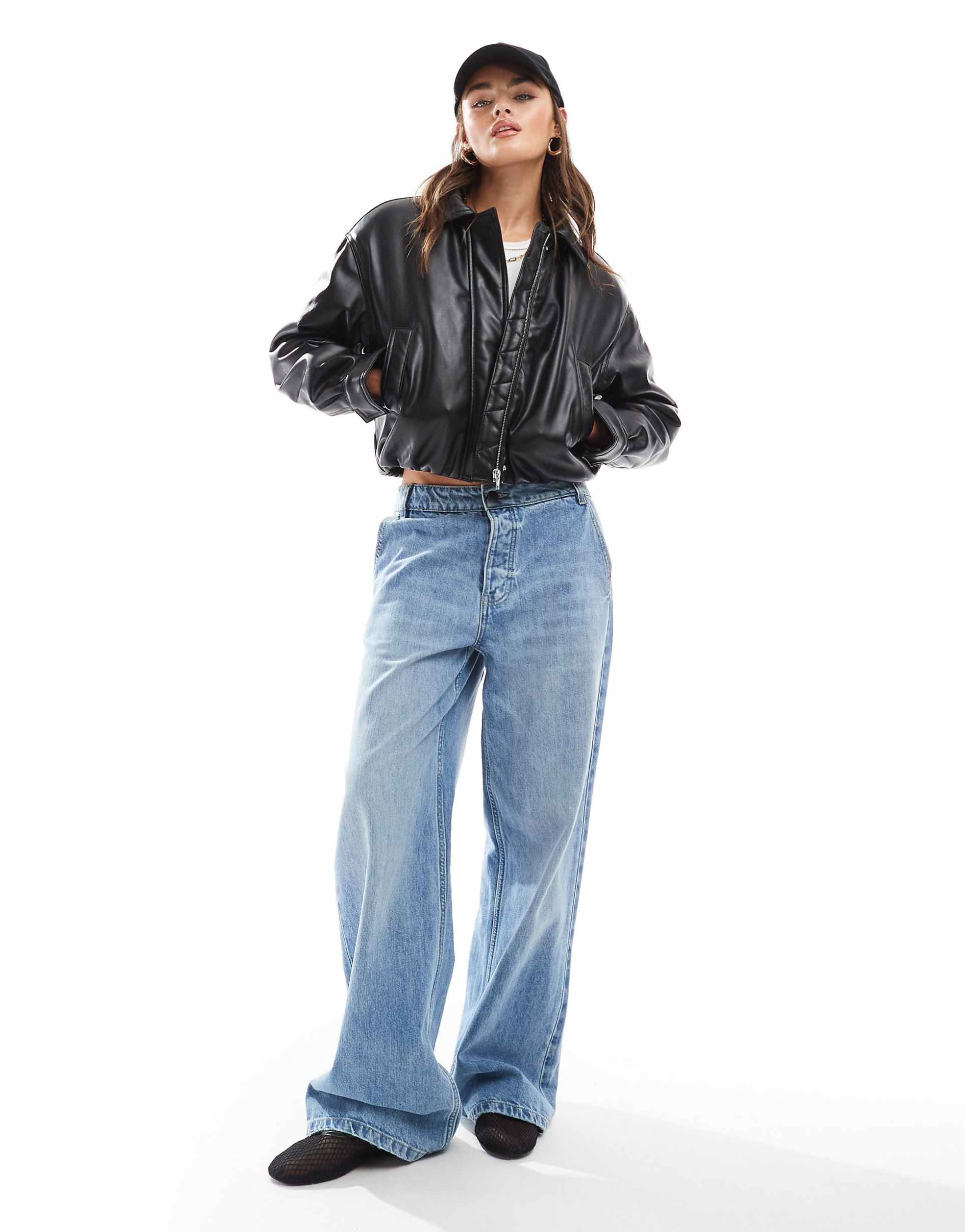 Clean Leather Bomber Jacket