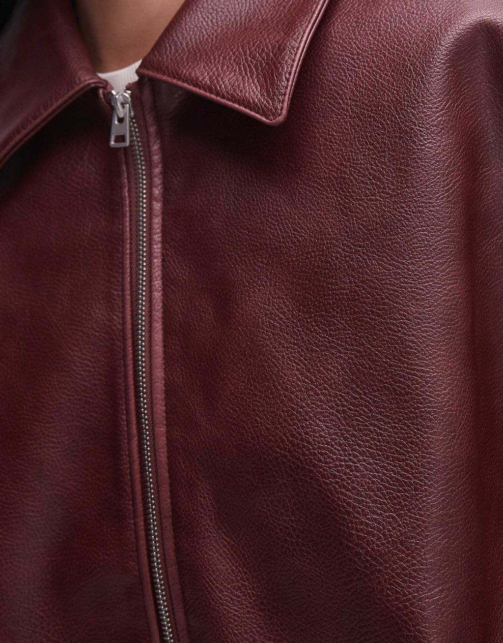 Grain Faux Leather oversized Bomber Jacket