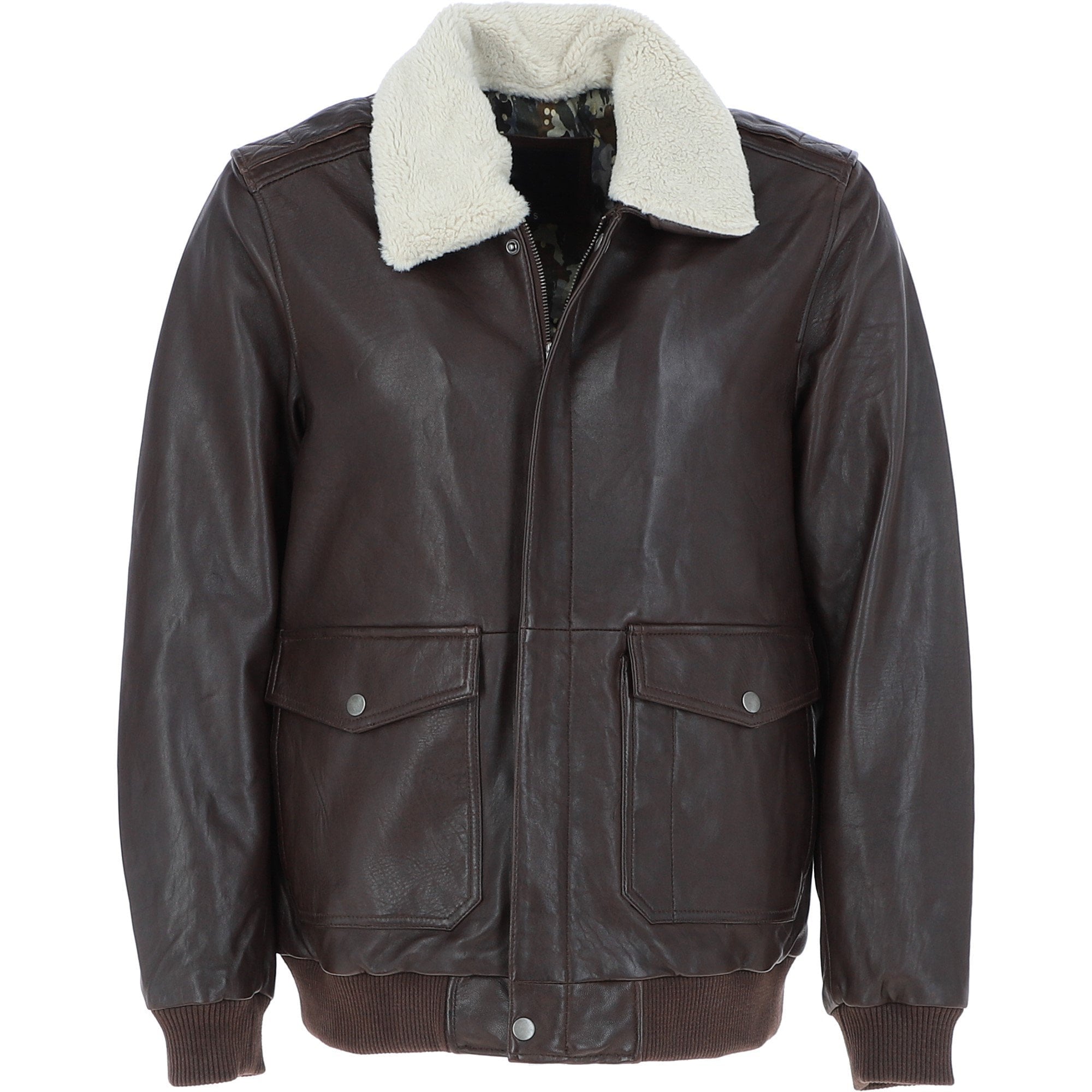 Leather Bomber Jacket With Detachable Collar Urban