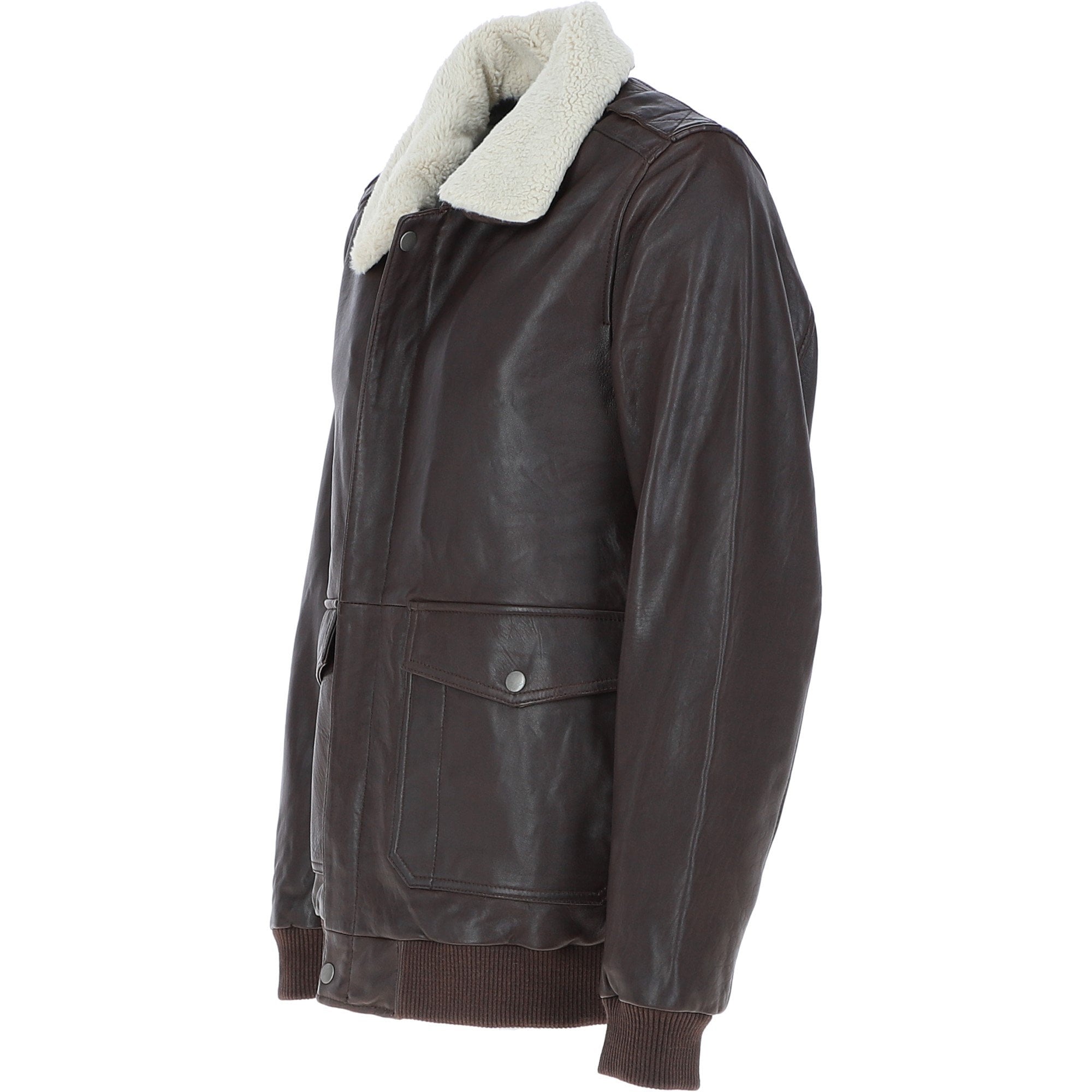 Leather Bomber Jacket With Detachable Collar Urban