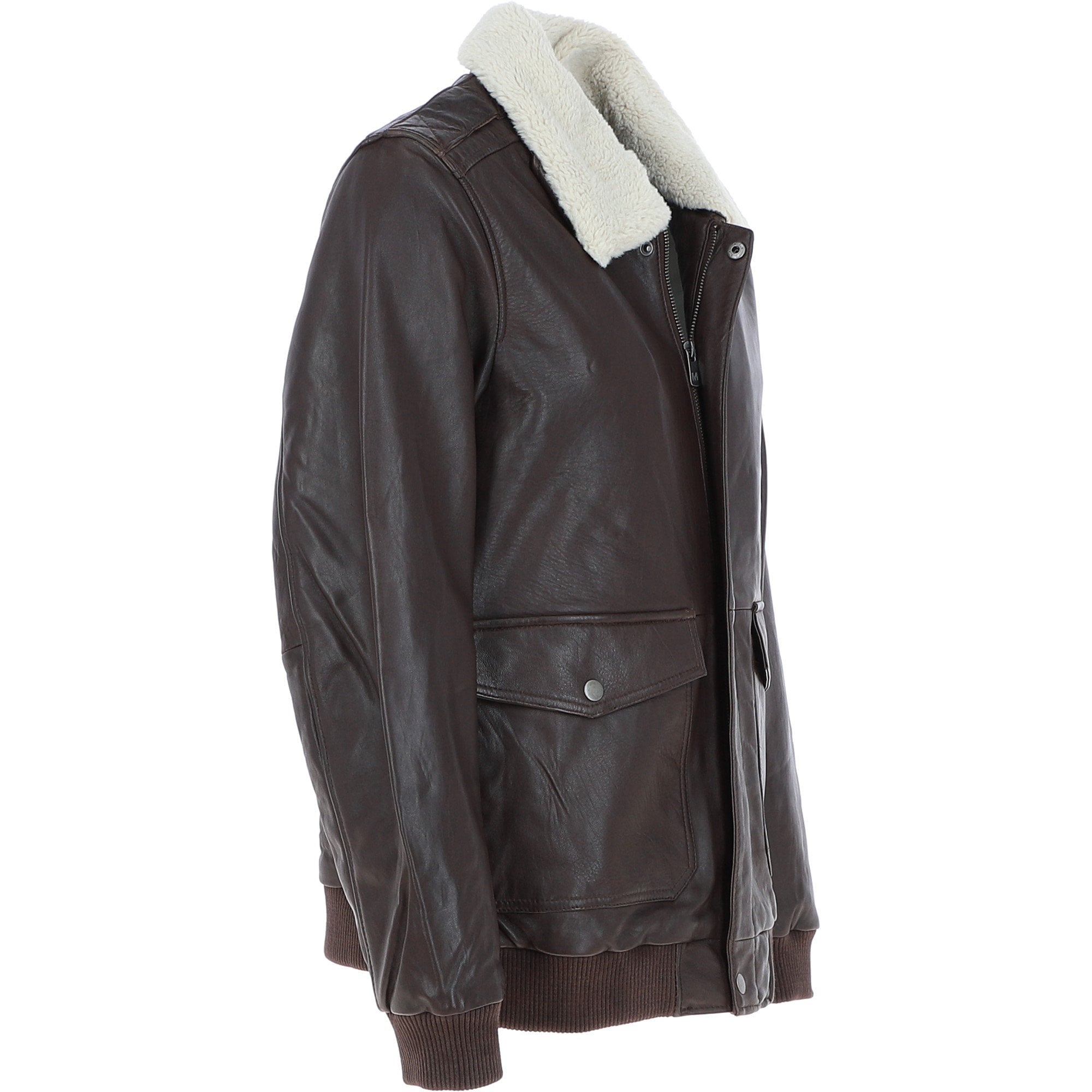 Leather Bomber Jacket With Detachable Collar Urban