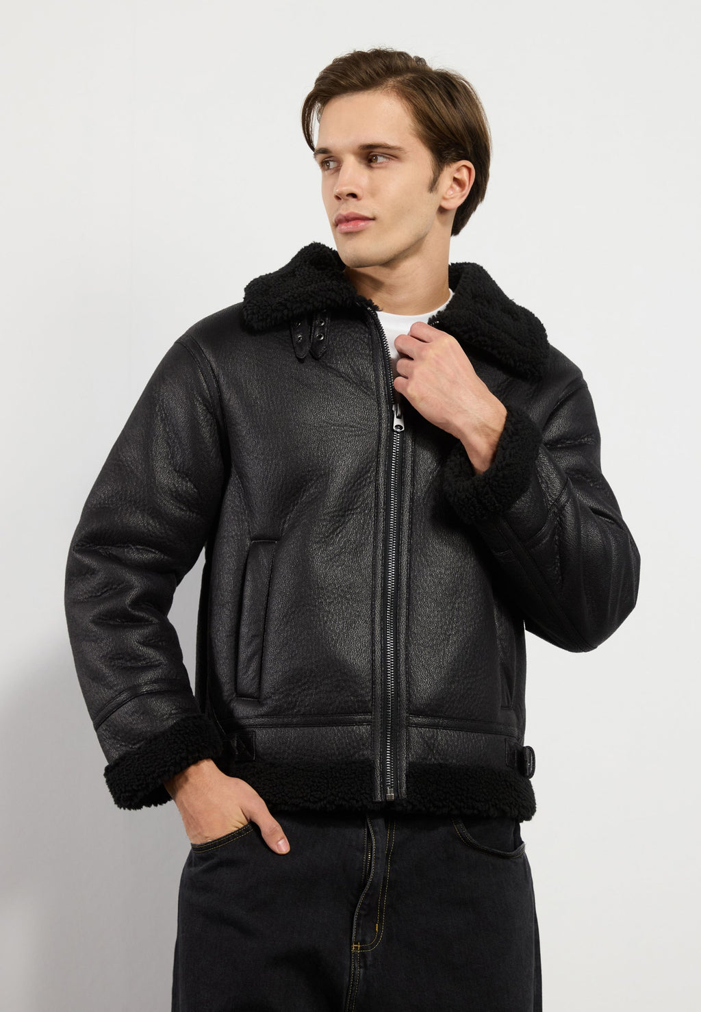 Lined Collar Bomber Jacket Sath Design