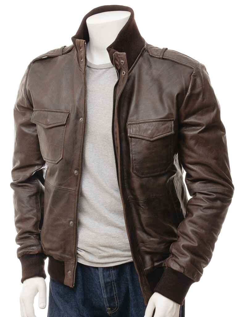 MEN'S LEATHER BOMBER JACKET