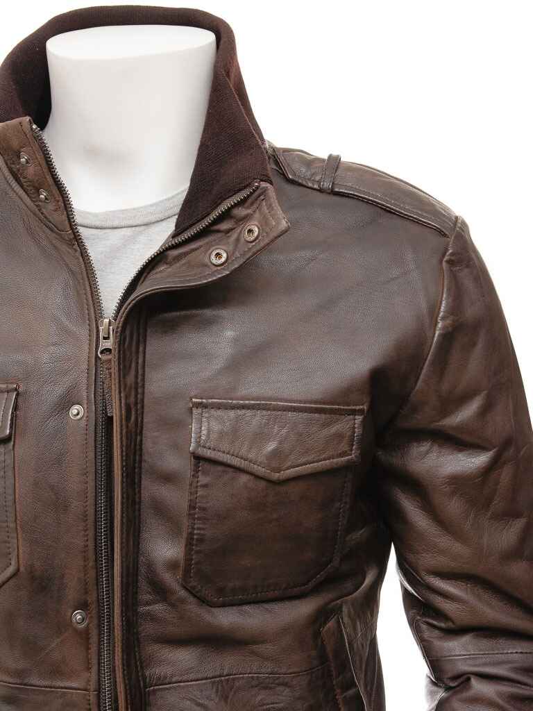MEN'S LEATHER BOMBER JACKET
