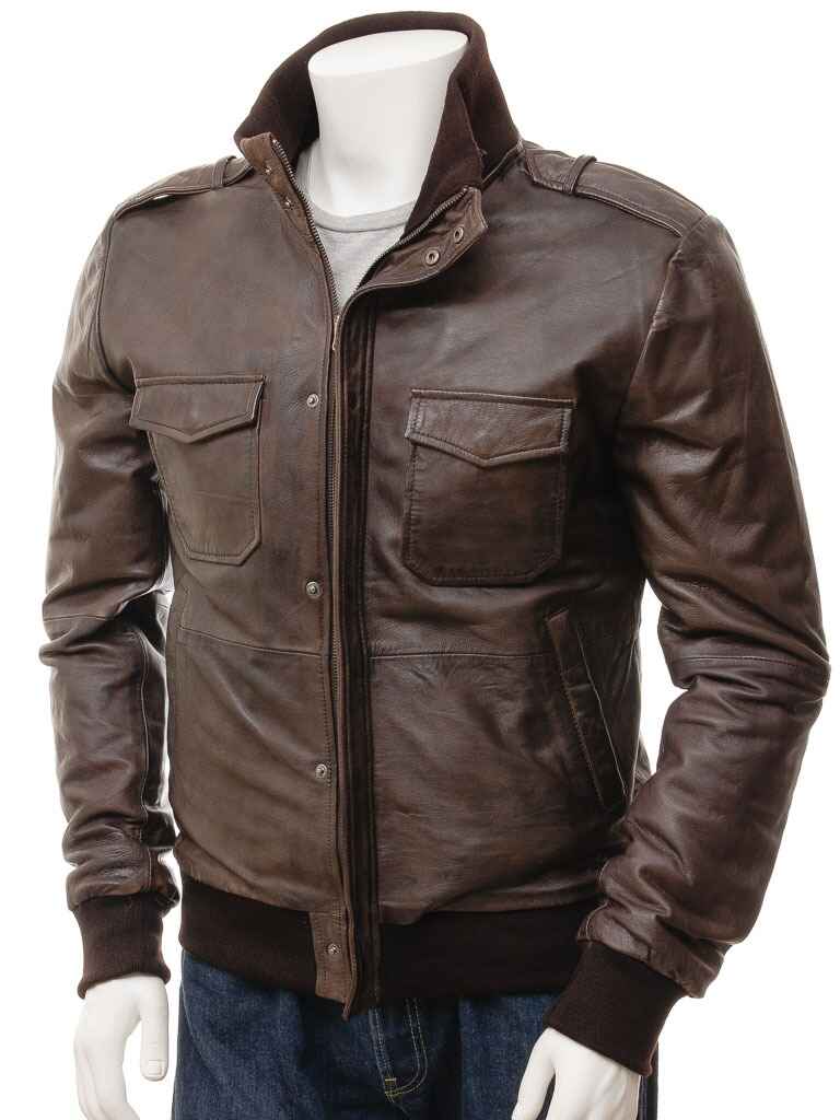 MEN'S LEATHER BOMBER JACKET