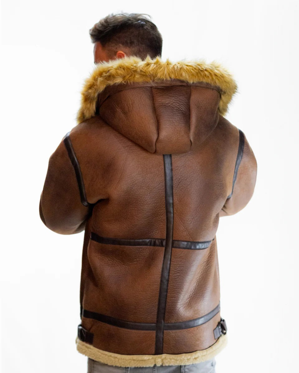 MEN'S TOP GUN® PREMIUM WOOL-BLEND SHEARLING COAT