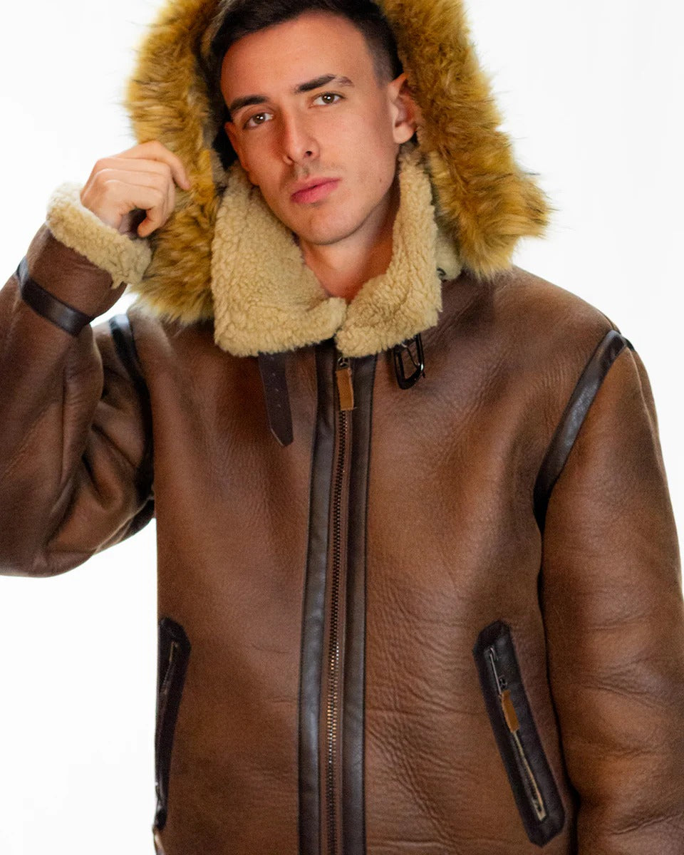 MEN'S TOP GUN® PREMIUM WOOL-BLEND SHEARLING COAT