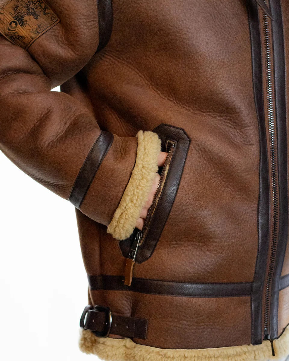 MEN'S TOP GUN® PREMIUM WOOL-BLEND SHEARLING COAT