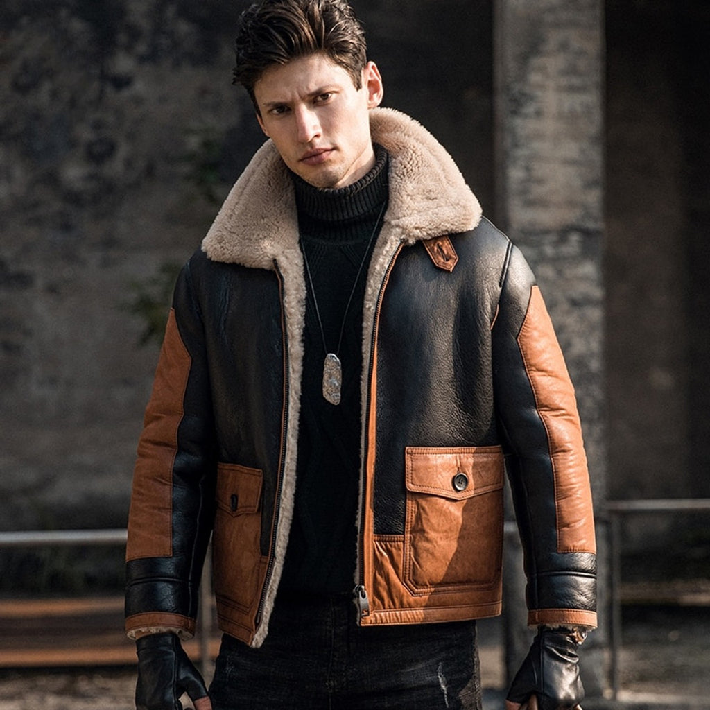 MEN's Genuine Sheepskin Winter Leather Jacket