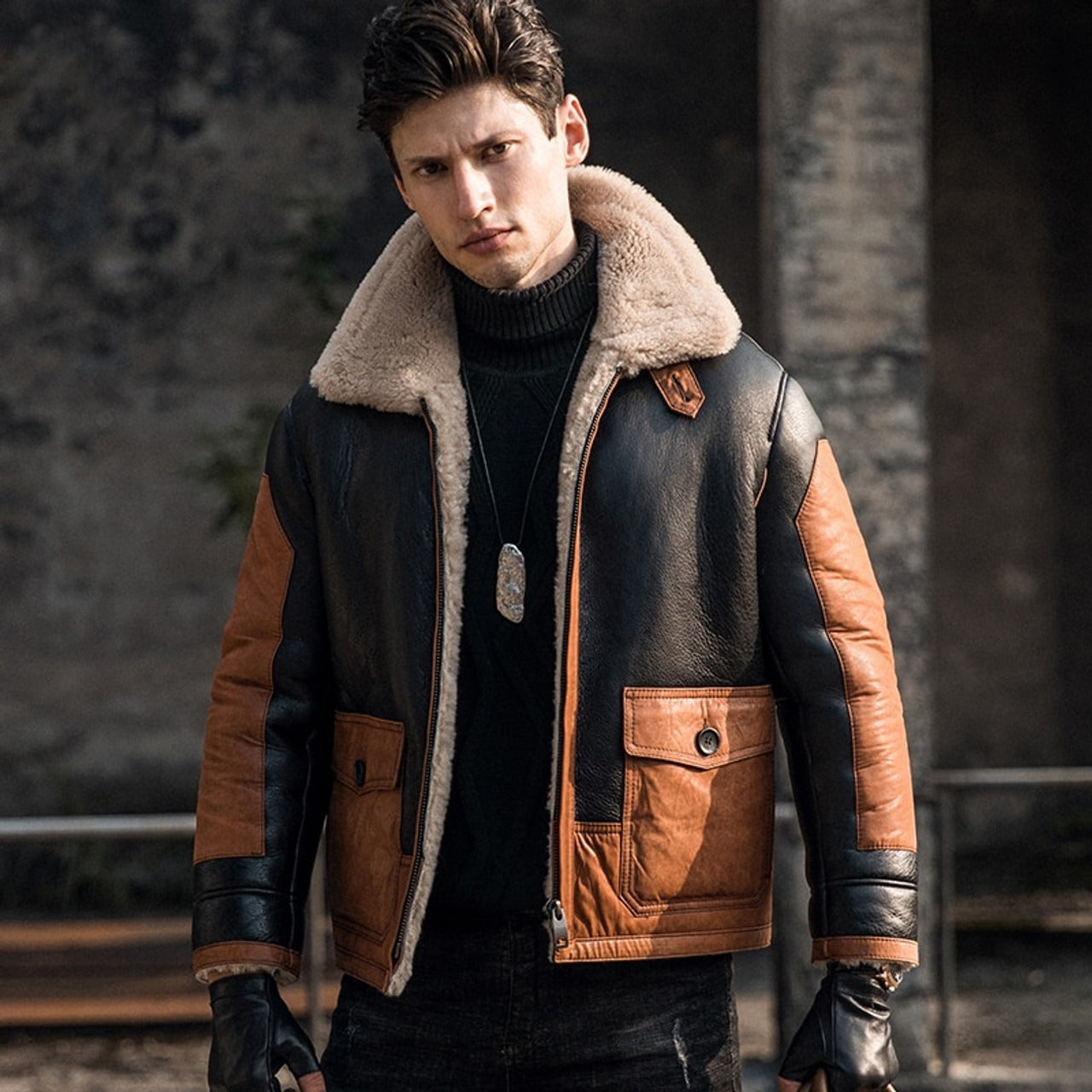 MEN's Genuine Sheepskin Winter Leather Jacket