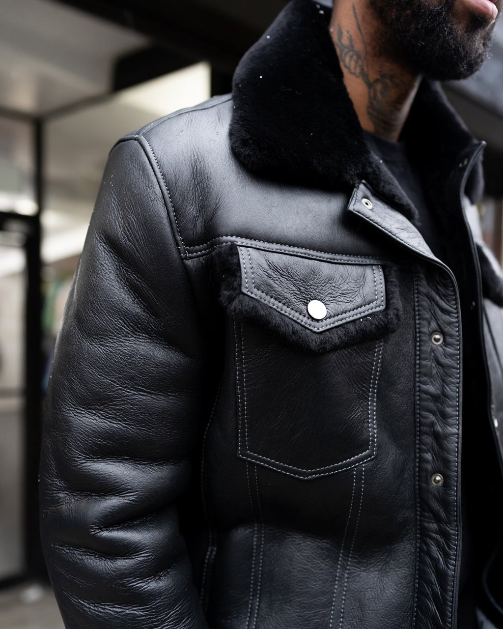 MEN's SHEARLING- BLACK DENIM STYLE SHEARLING