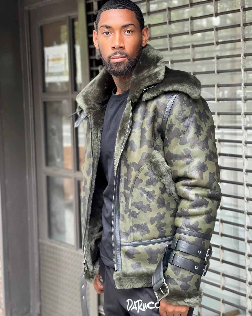 MEN's SHEARLING- CAMO AVIATOR DOUBLE COLLAR