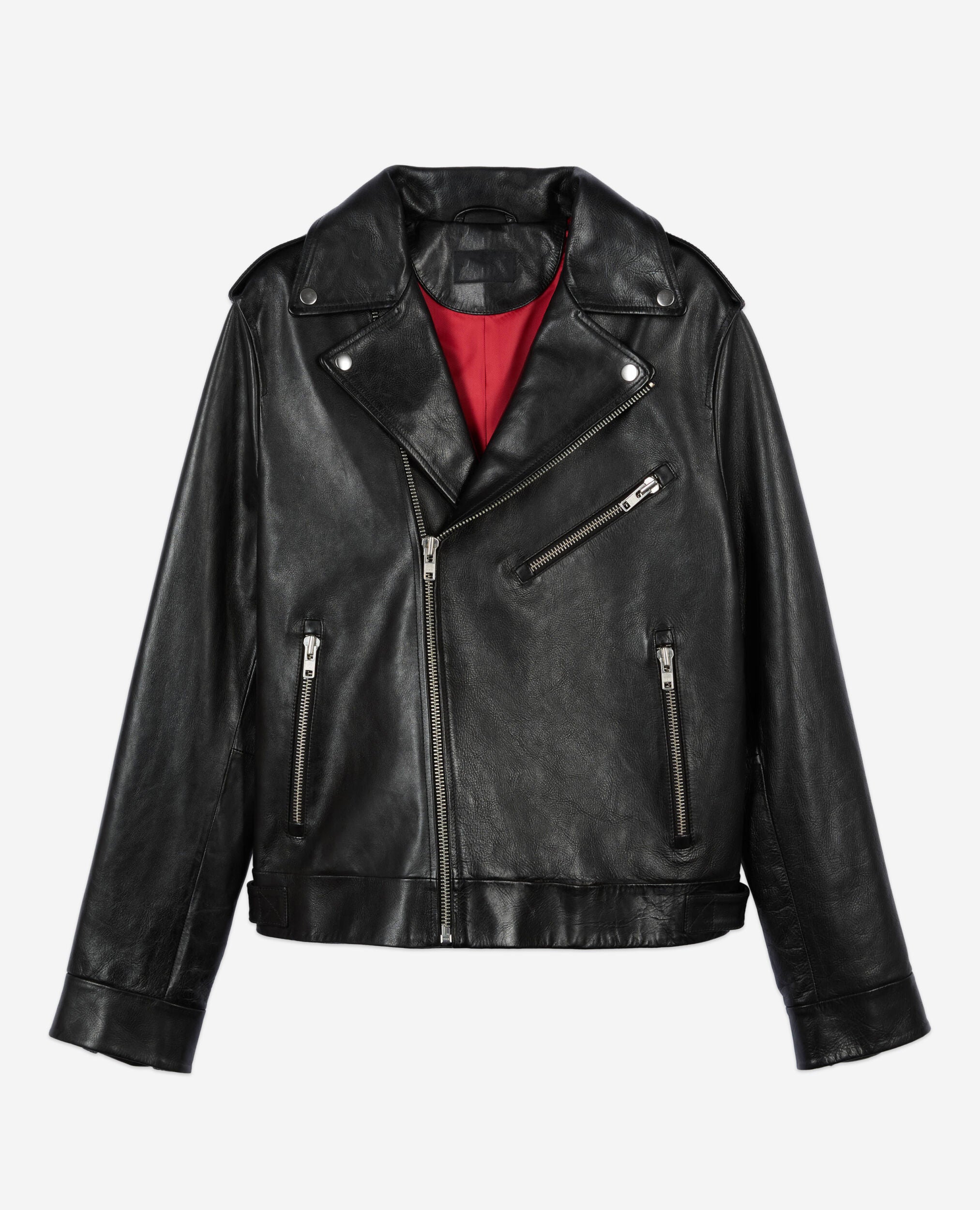 Men Black Leather Biker Jacket