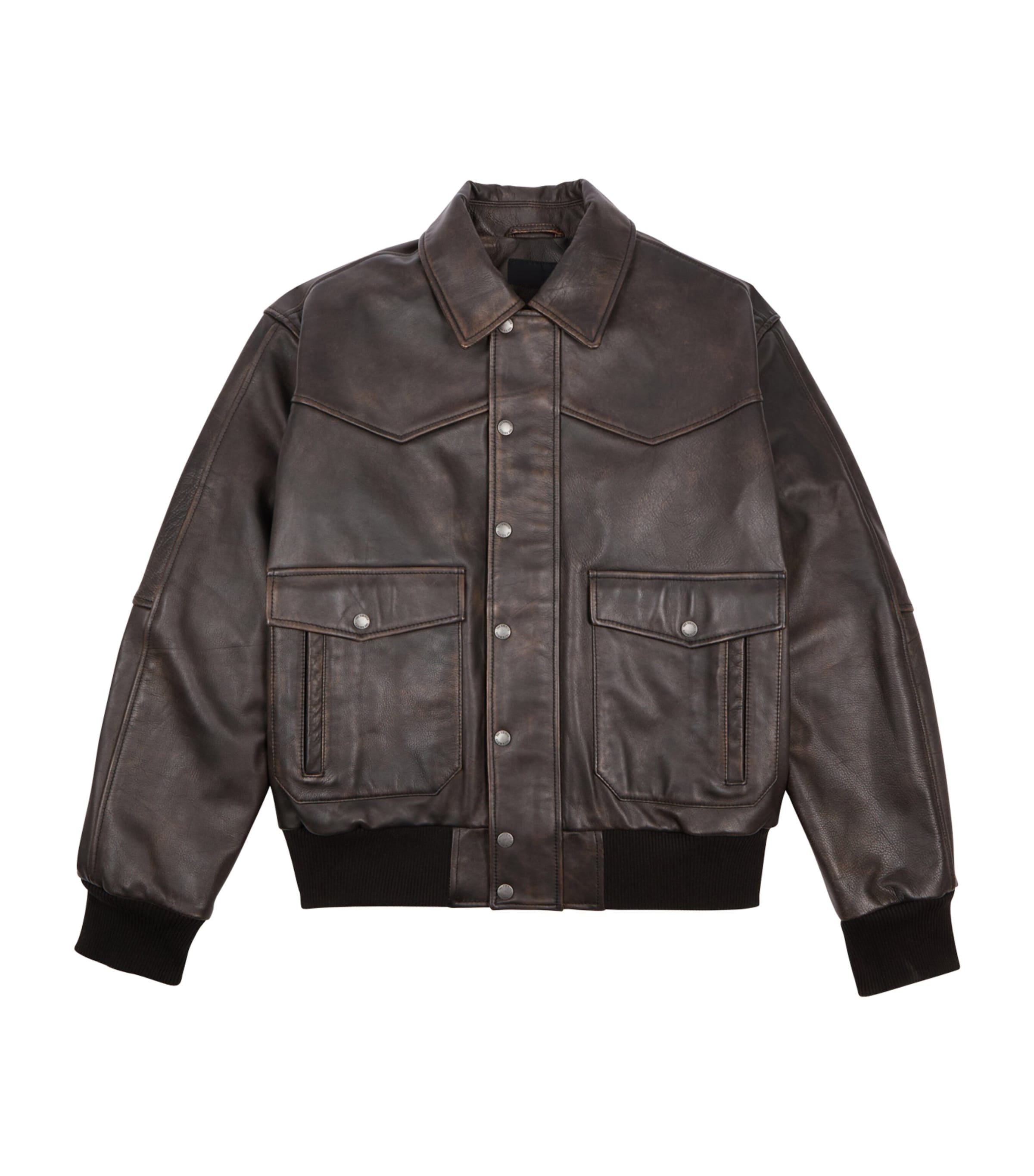 Men Leather Bomber Jacket