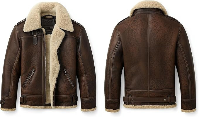 Men's Aviator Brown Shearling Leather Jacket