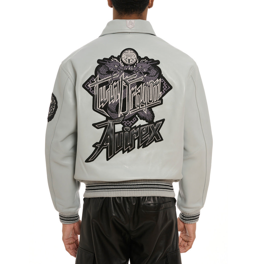 Men's Avirex Dragon Leather Varsity Jacket