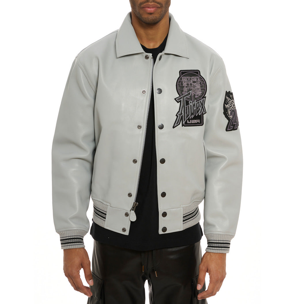 Men's Avirex Dragon Leather Varsity Jacket