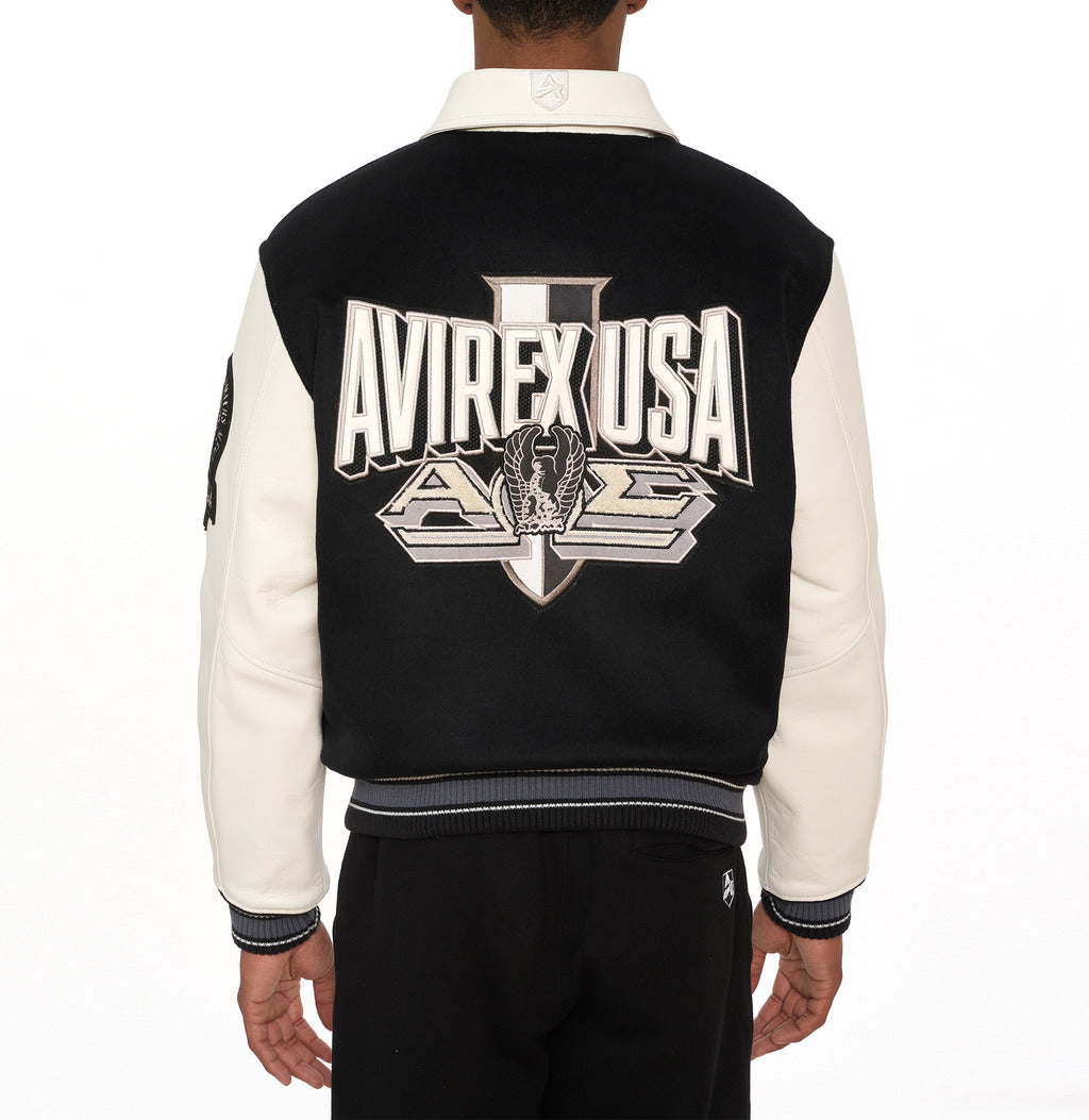 Men's Avirex OMEGA Wool Leather Varsity Jacket