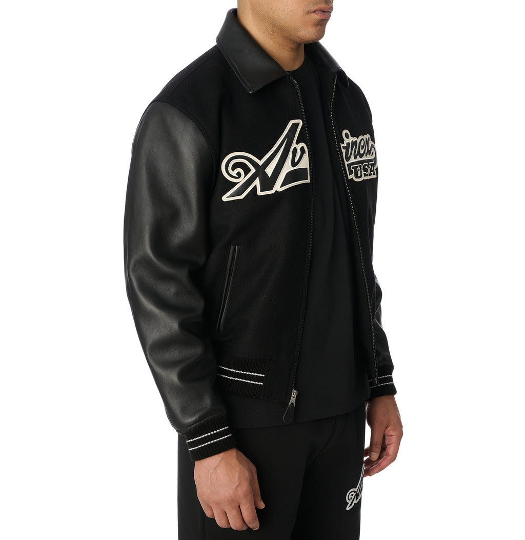 Men's Avirex Script Wool Leather Varsity Jacket