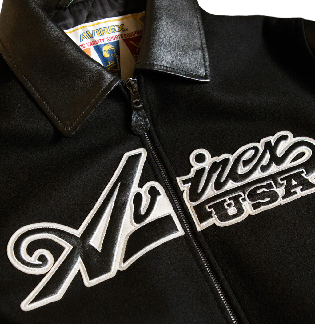 Men's Avirex Script Wool Leather Varsity Jacket