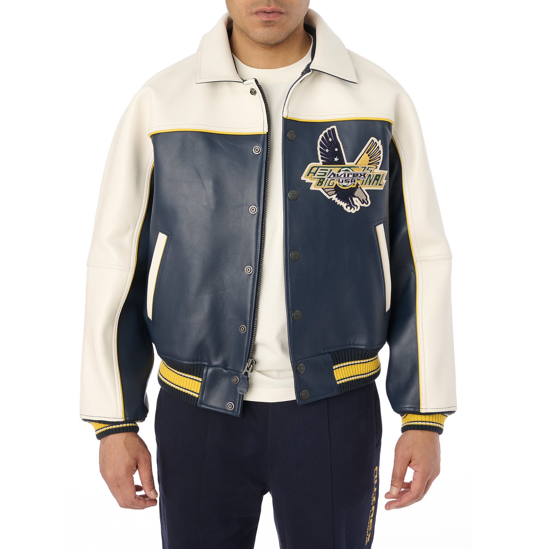 Men's Avirex Soccer Leather Varsity Jacket