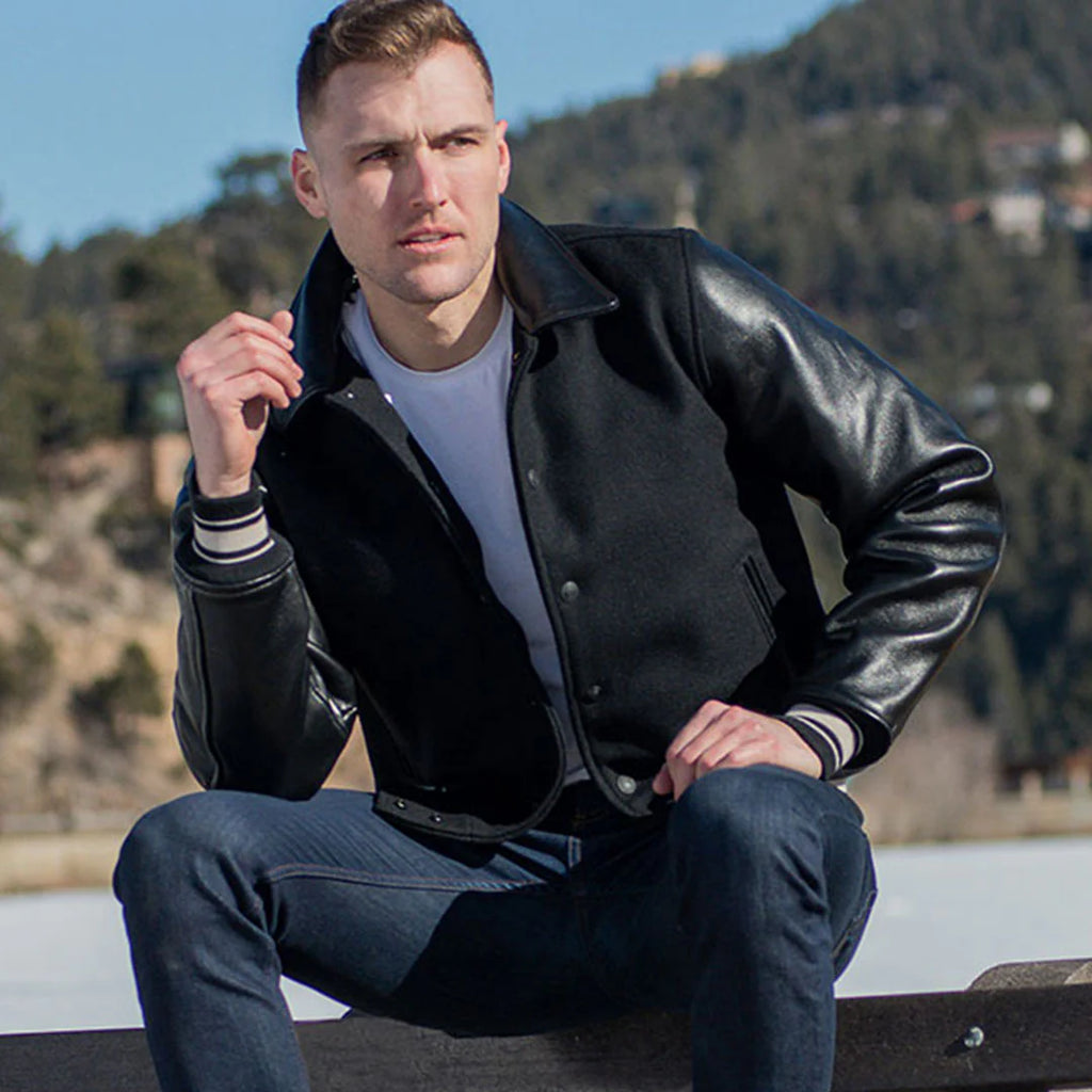 Men's Award Black Varsity Jacket