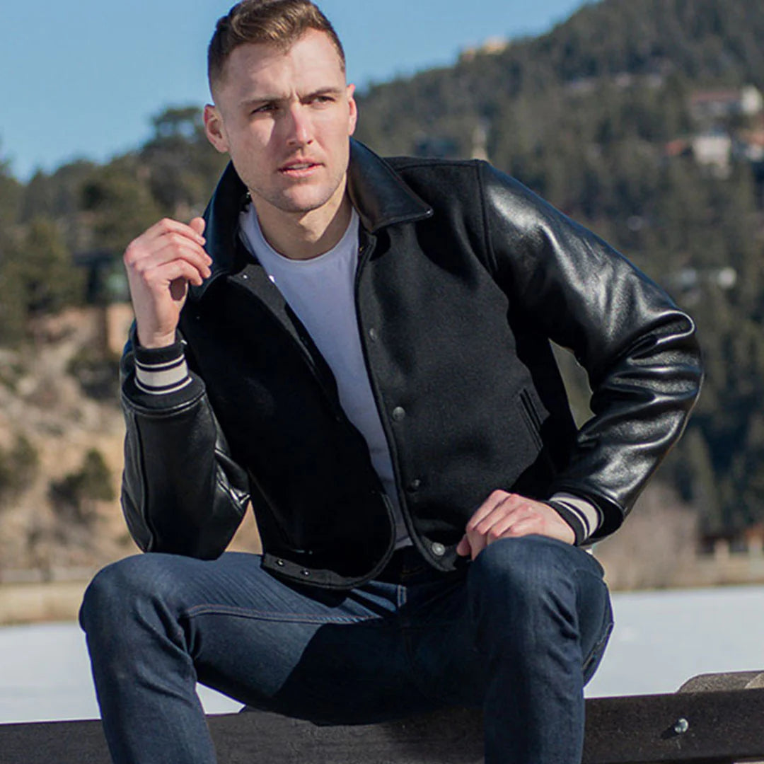 Men's Award Black Varsity Jacket