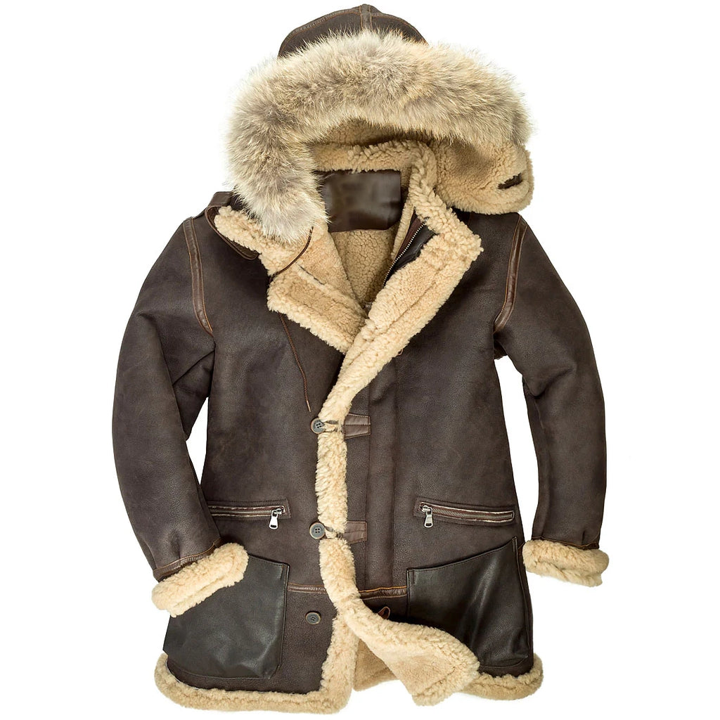 Men's B-7 Aleutian WWII Sheepskin Fur Coat