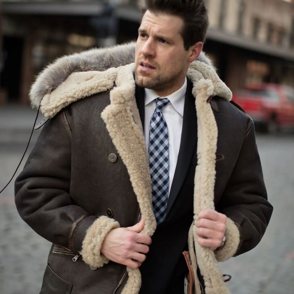 Men's B-7 Aleutian WWII Sheepskin Fur Coat