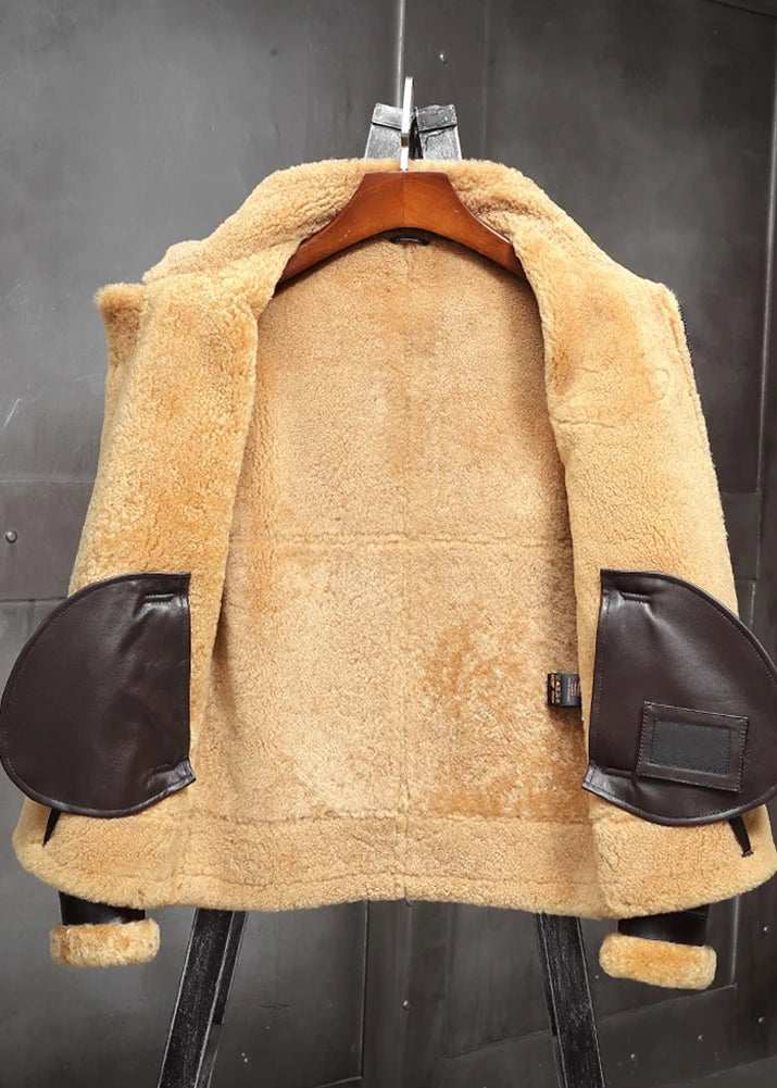 Men's B3 Fur & Shearling Leather Jacket in Dark Brown