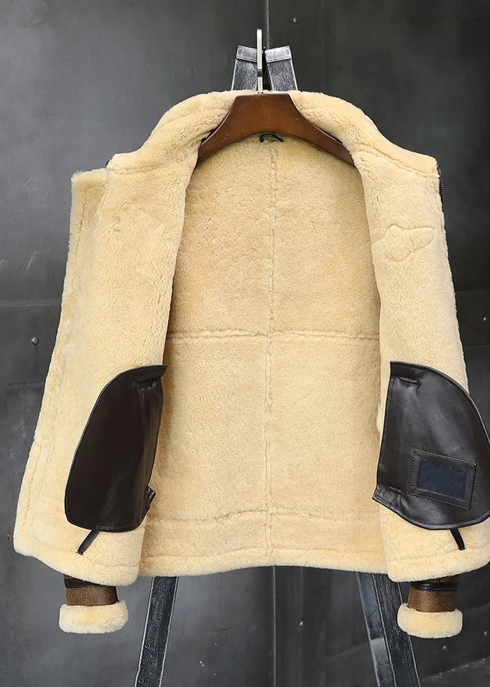 Men's B3 Fur & Shearling Leather Jacket in Brown