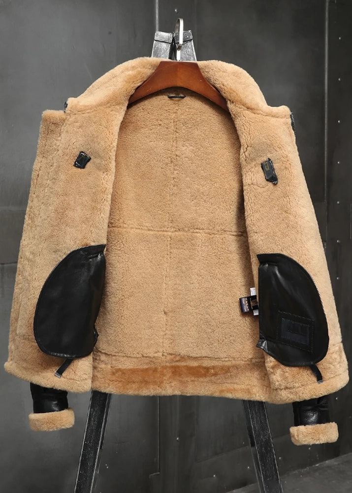 Men's B3 Fur & Shearling Leather Jacket in Black