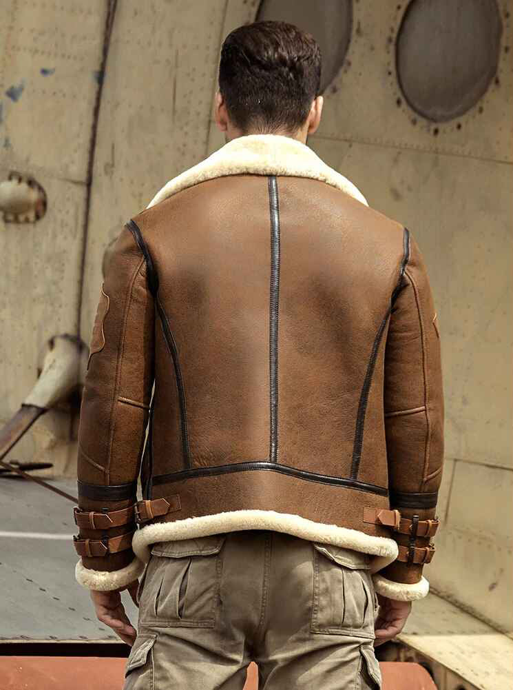 Men's B3 Fur & Shearling Leather Jacket in Brown