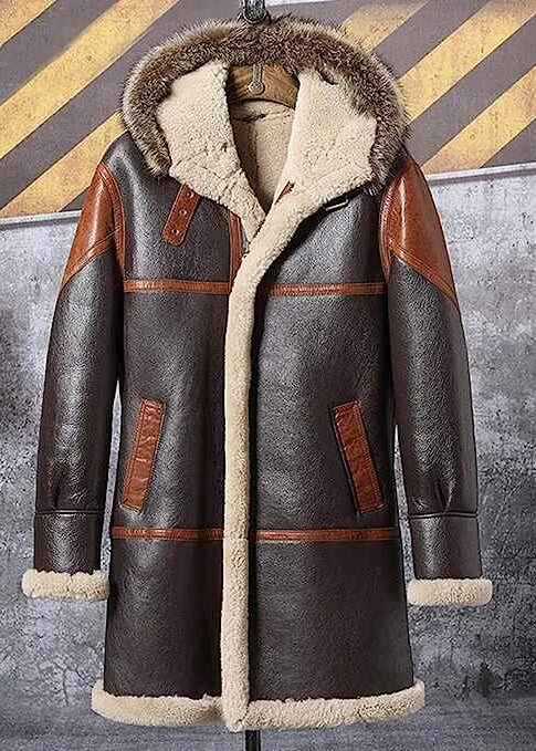 Men's B3 Hooded Long Fur & Shearling Leather Coat