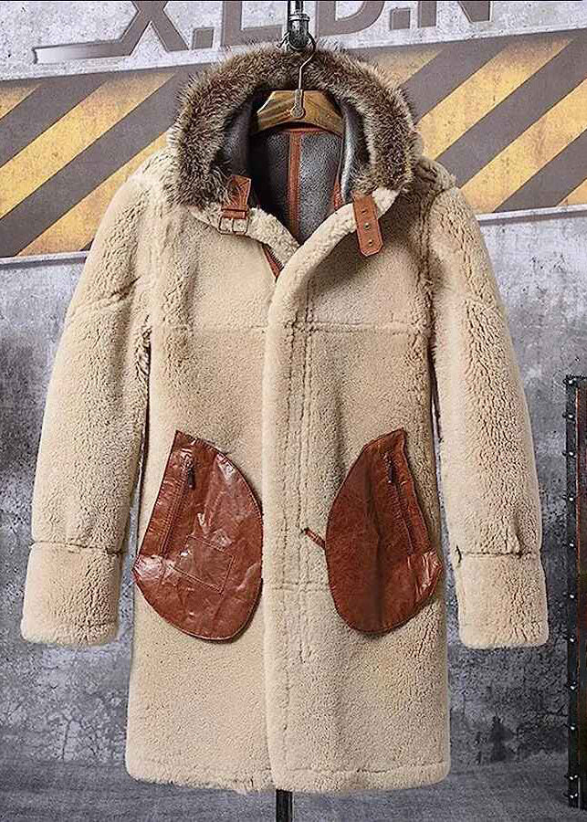 Men's B3 Hooded Long Fur & Shearling Leather Coat