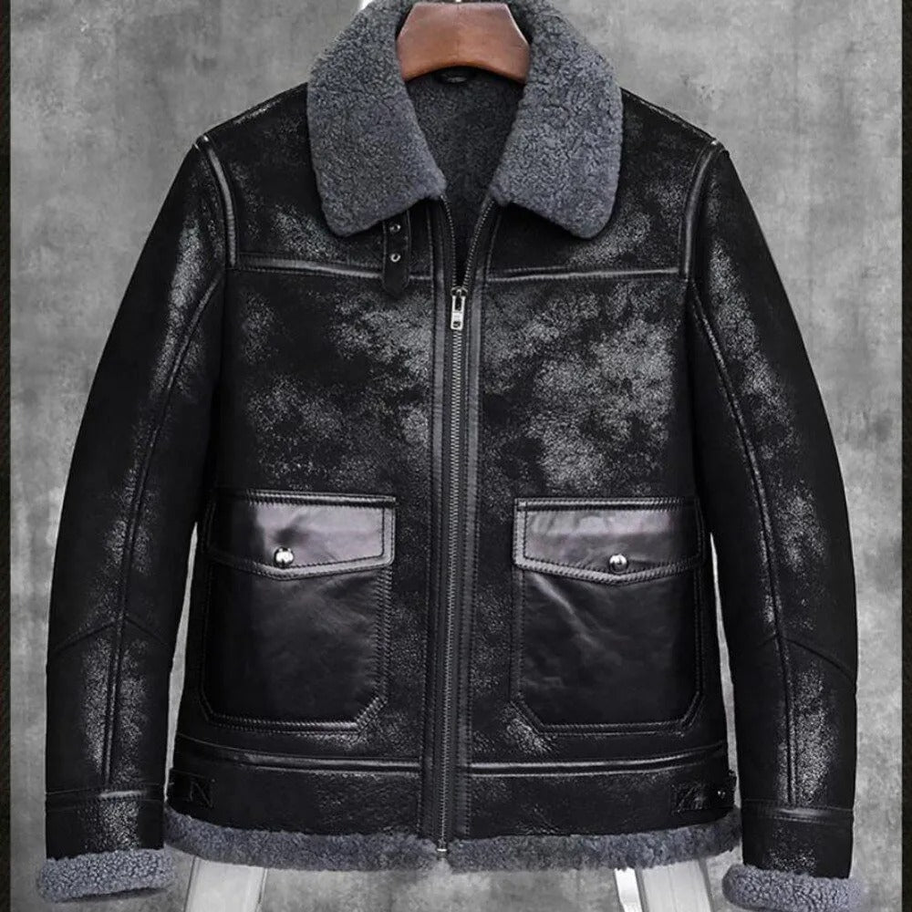 Men's B6 Pilot Sheepskin Shearling Jacket In Brown