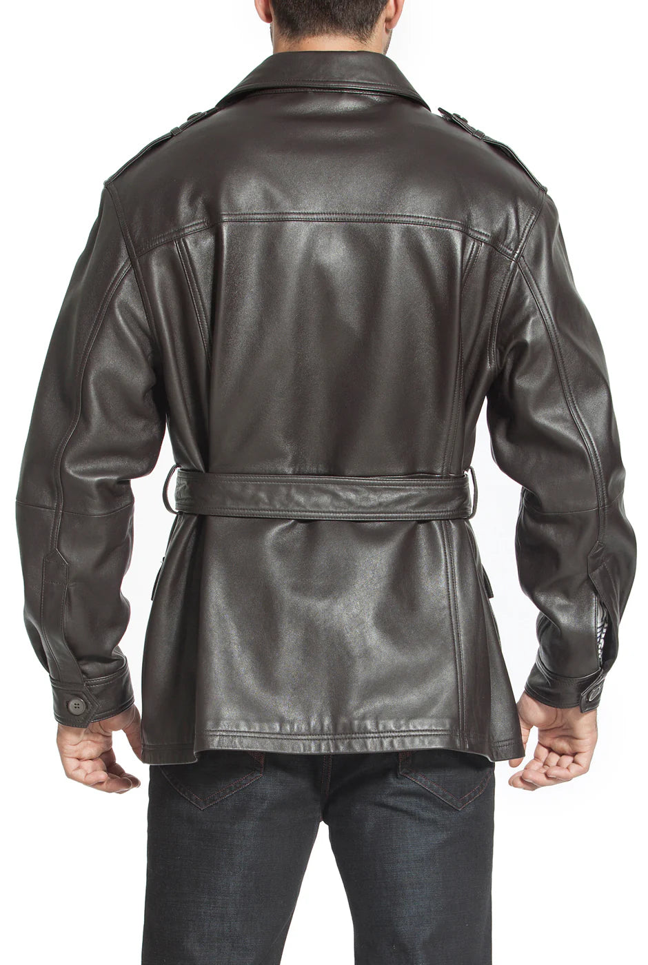 Men’s BGSD Charles Military Style Lambskin Leather Trench Coat