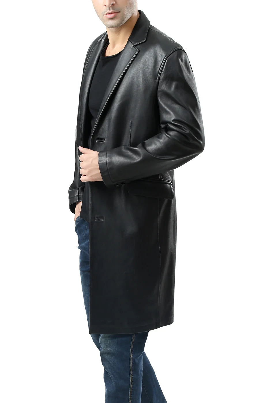 Men’s BGSD New Zealand Lambskin Leather Long Coat