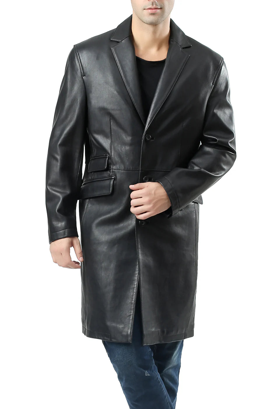 Men’s BGSD New Zealand Lambskin Leather Long Coat
