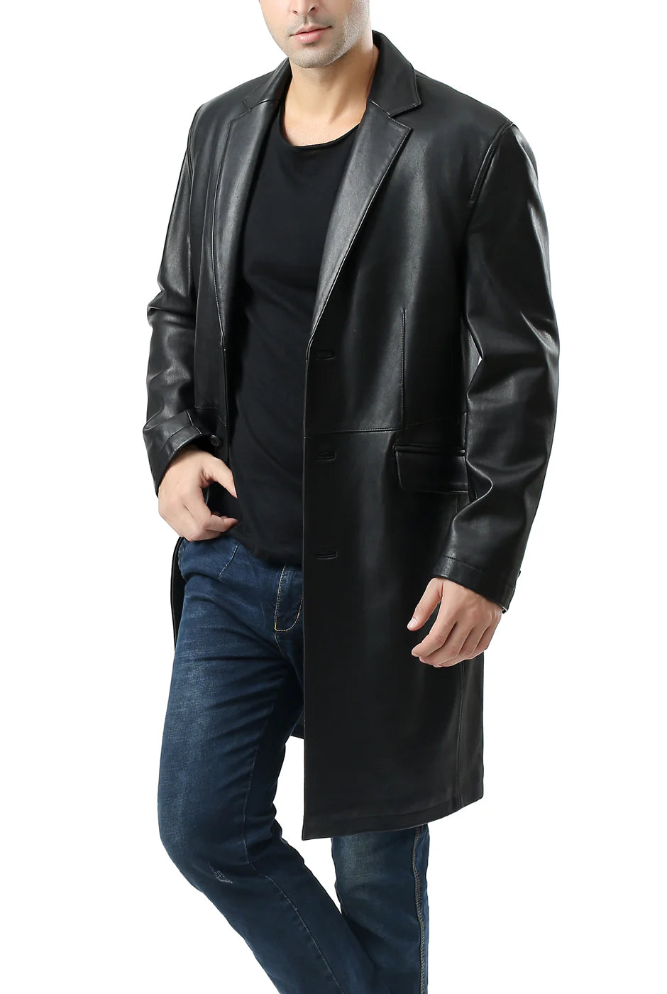 Men’s BGSD New Zealand Lambskin Leather Long Coat