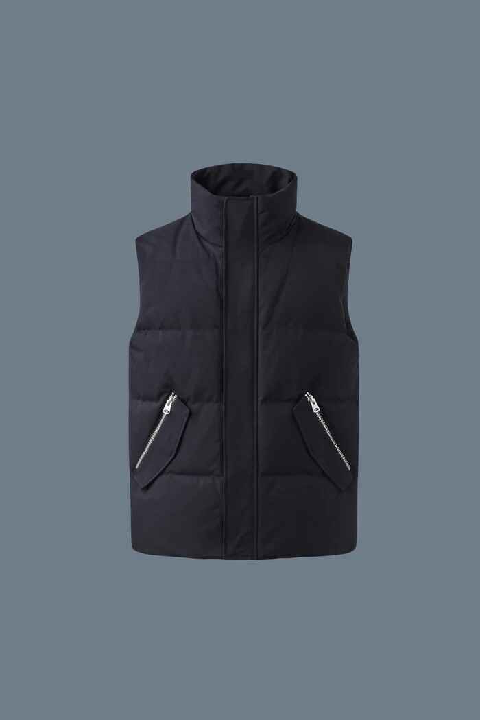 Men's Black Adjustable Hem Funnel Collar Classic Fit Down Vest